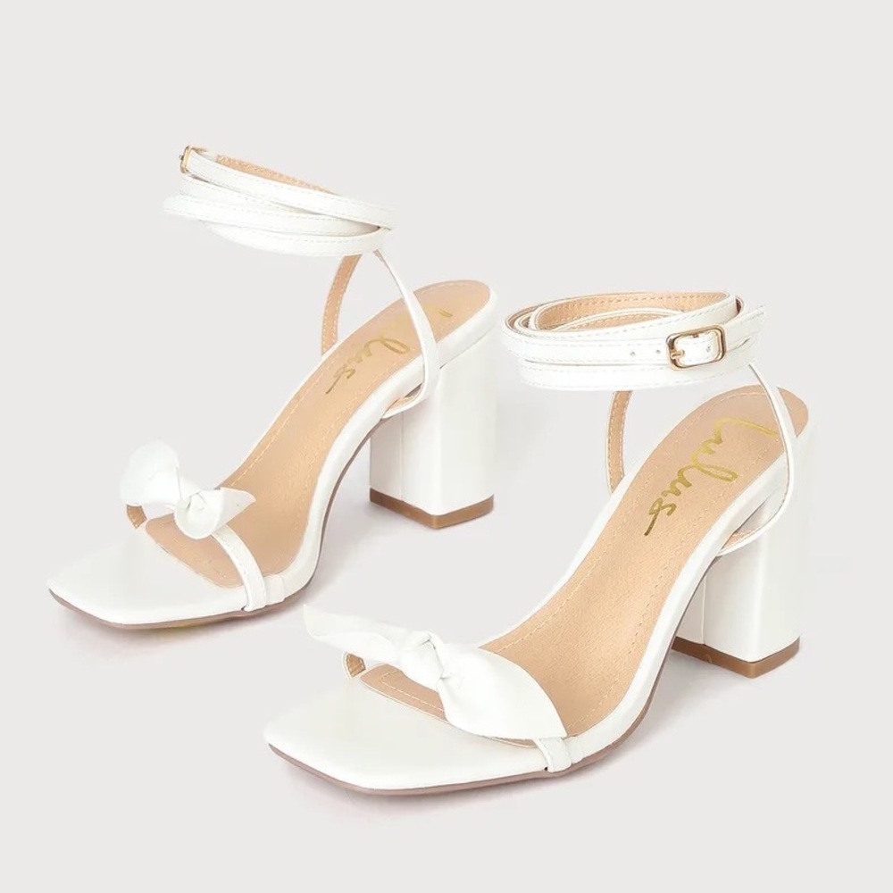 white strappy heels